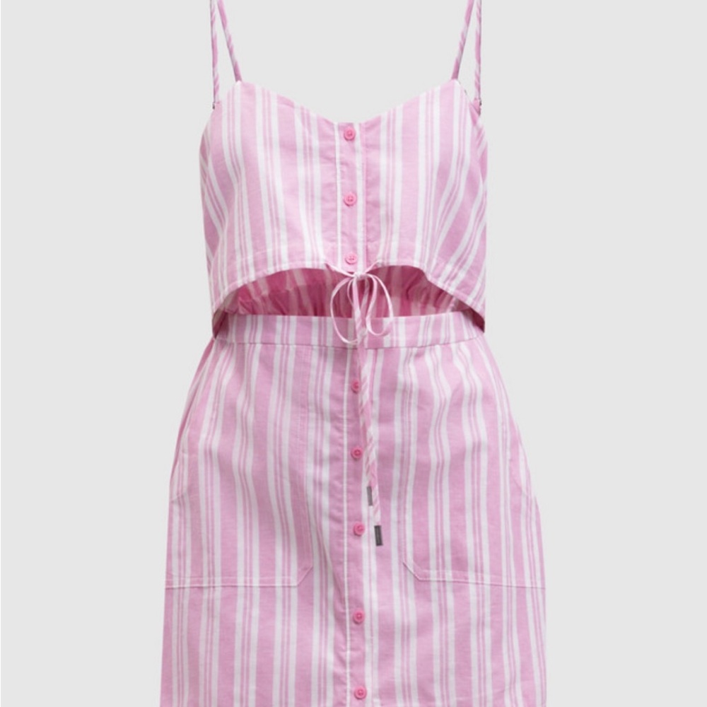 SIMKAI Striped Sleeveless Tie-Front Dress